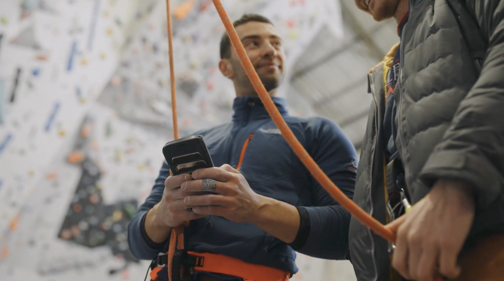 Climber focusing on the wall